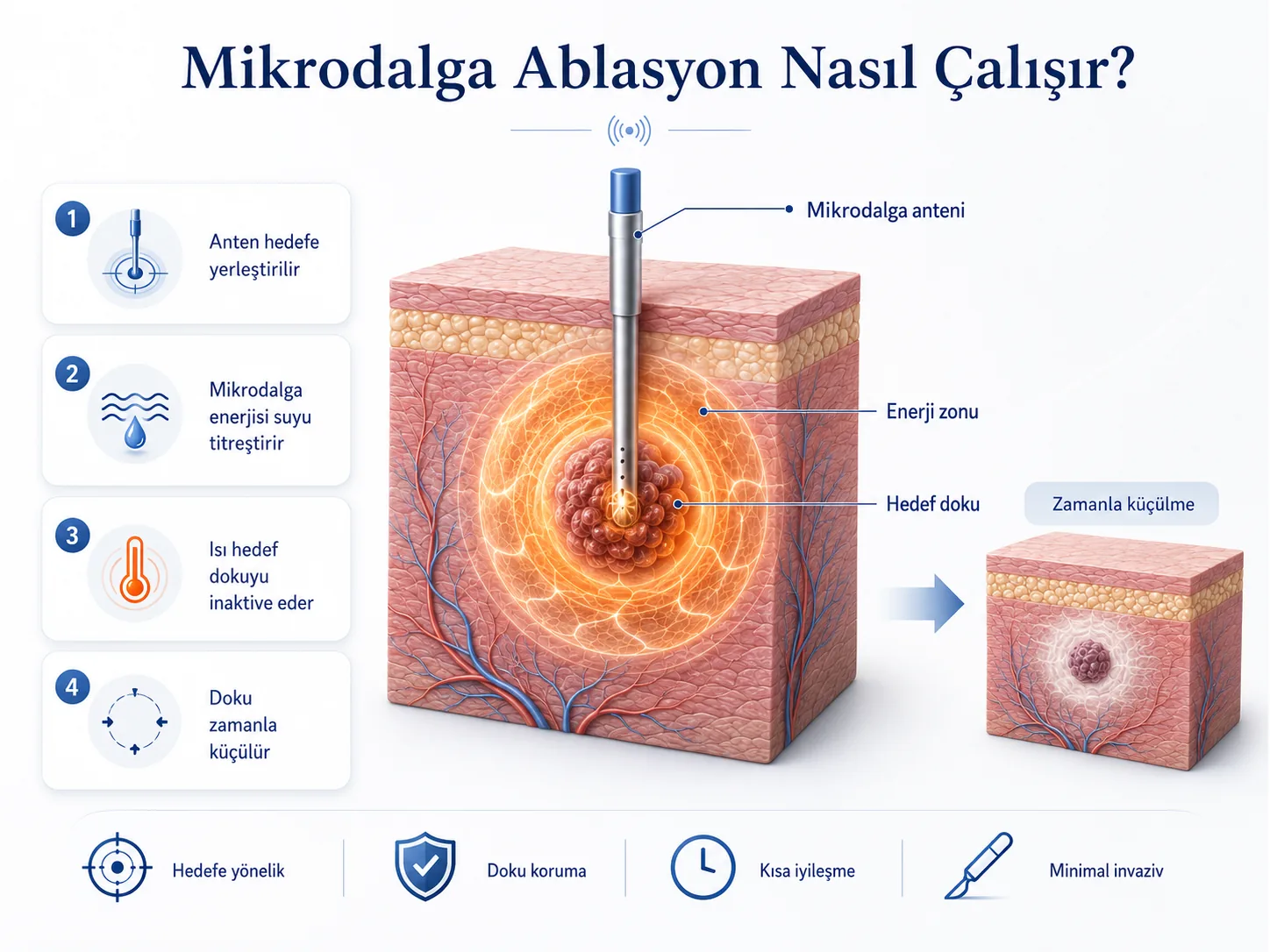 Mikrodalga ablasyon etki mekanizması — su moleküllerinin titreşimi ve geniş ısı alanı