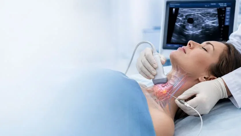 Paratiroid adenomu, ultrason probu ve ablasyon probu — işlem anatomisi