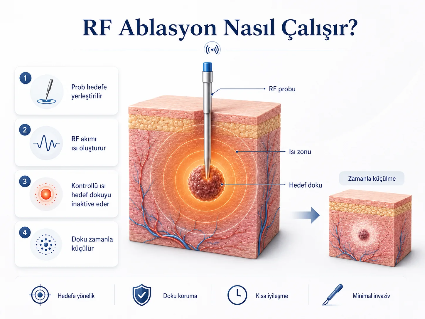 RF ablasyon etki mekanizması — akım, ısı ve hücre inaktivasyonu